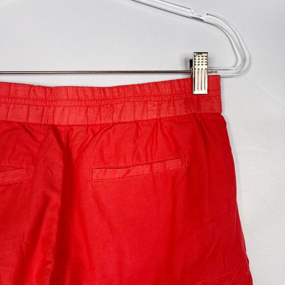 J Crew Womens XSmall XS Red Eyelet Shorts Cotton Pull On Waist Pockets Summer - Picture 8 of 12